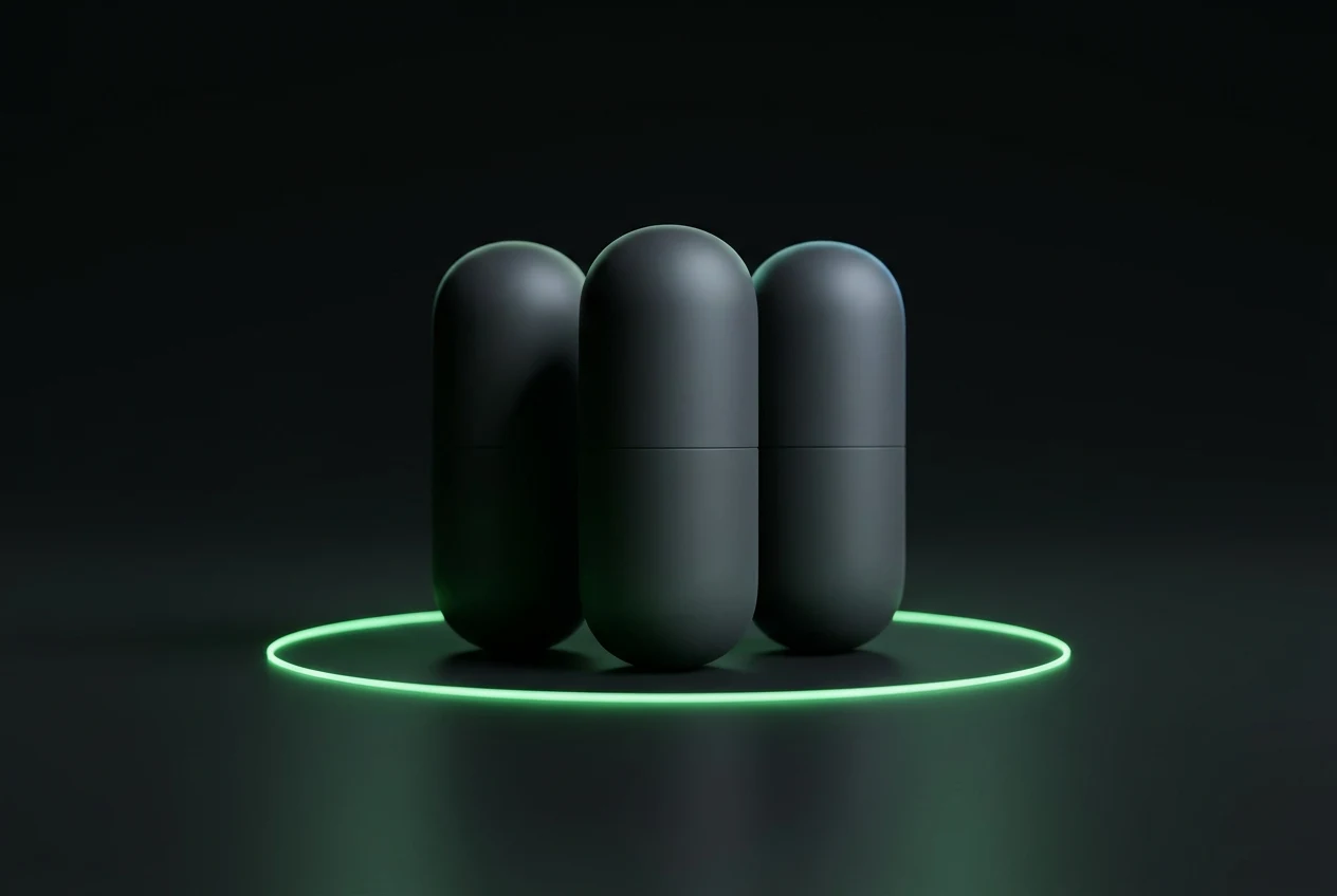 Three figures standing together inside a glowing ring on a dark floor